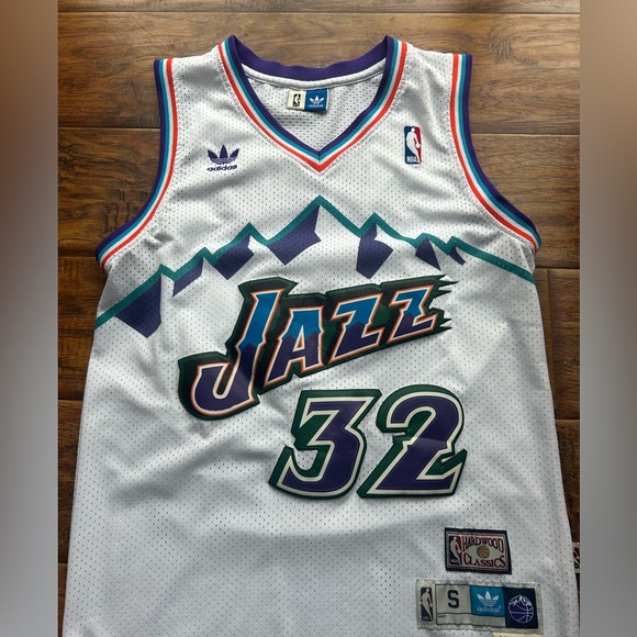 Utah Jazz Adidas Hardwood Classics Karl Malone Jersey Size Men Small - Picture 3 of 6